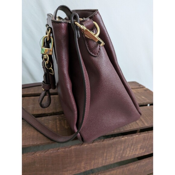 Nine West Tansy Jet Set Satchel Shoulder Purse Crossbody Bag Merlot Maroon - Picture 12 of 16